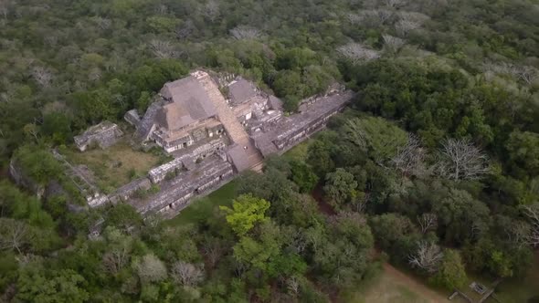 Aerial view on the Mayan Coba ruins in Yucatan jungle in Mexico