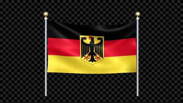 Flag Of Germany Waving In Double Pole Looped