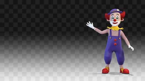 Clown Comes Out From The Right Side Of The Screen And Greeting