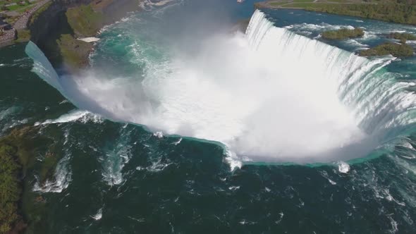 4K aerial footage of Niagara Falls (Horseshoe) in Ontario, Canada