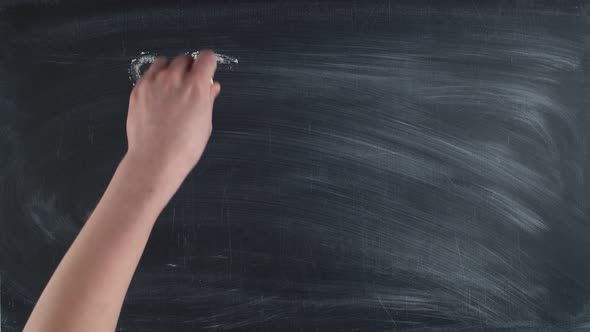Word the Search is Written By Hand Chalk on a Chalkboard and Put Magnifying Glass Timelapse alt
