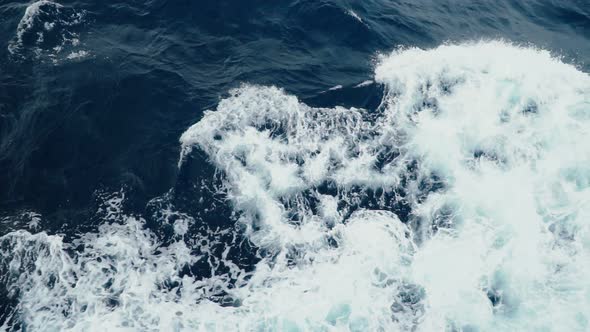 A Slow Motion View of the Wake From the Cruise Ship at Sea