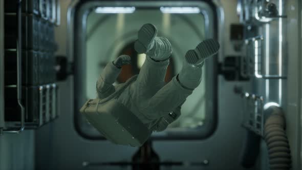 Astronaut Inside the Orbital Space Station alt