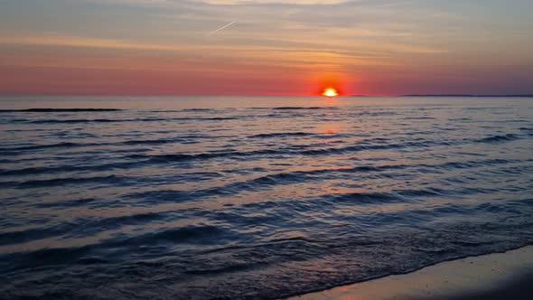 Picturesque sunset on the seashore. Nature background