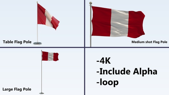 Peru Flag Pole Pack 4k-Loop