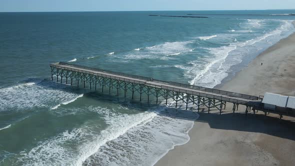 Crystal Pier, Wrightsville Beach Aerial shot ascending tracking left