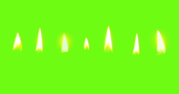 candle flames on the green screen