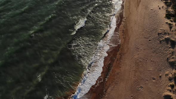 Aerial View Flight Over Steep Rocky Coastline