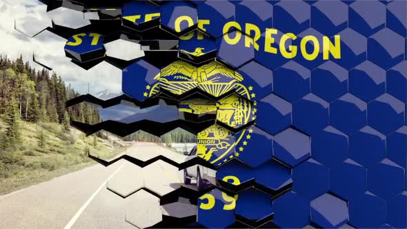 Oregon Flag Hexagon Transition - 4K Resolution