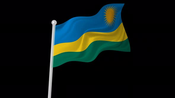 Rwanda Flag Flying Animated Black Background