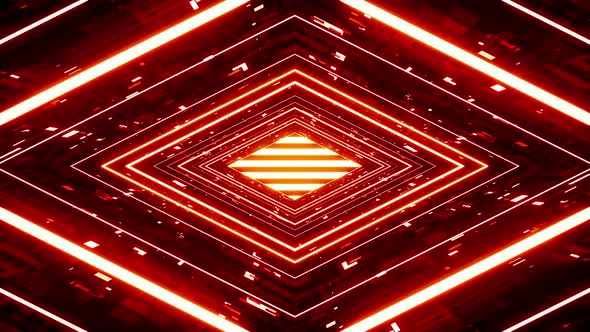 Horizontal Diamond Shaped Sci Fi Red Light Tunnel