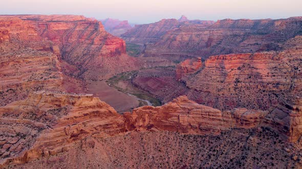 Aerial of the San Rafael River Canyon in Utah