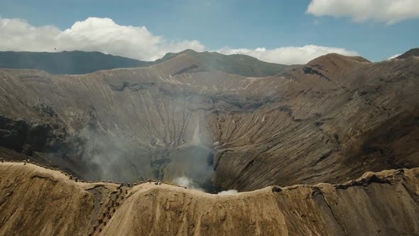 Active Volcano with a Crater. Gunung Bromo, Jawa, Indonesia