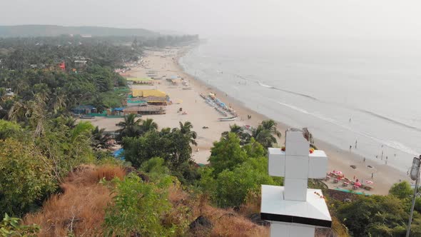 Aerial View Christian Cross on a Hill in Arambol India