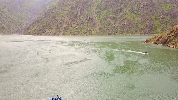 Tourist boat on the lake in kermanshah, Iran.