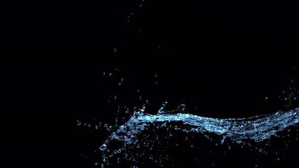 Super Slow Motion Shot of Water Splash at 1000Fps Isolated on Black Background