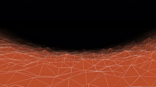 Flying Above Plexus Grid Landscape on a Dark Background Seamless Loop