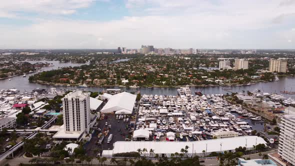 Aerial Establishing Shot Fort Lauderdale Boat Show 4k