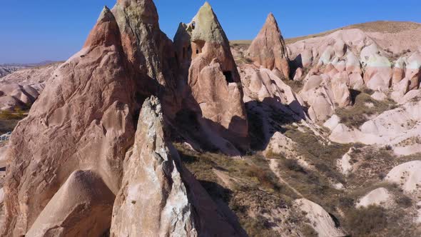 Cave Dwellings in Goreme Valley, Cappadocia, Turkey.