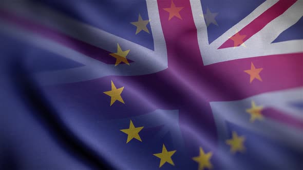 EU UK Flag Textured Waving Close Up Background HD