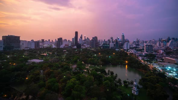 Day and Night Transition Time Lapse of Cityscape and Buildings in Metropolis