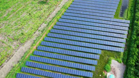 Aerial view of the solar panels in thailand