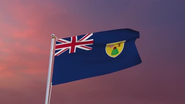 Flag Of Turks And Caicos Islands Waving 4k
