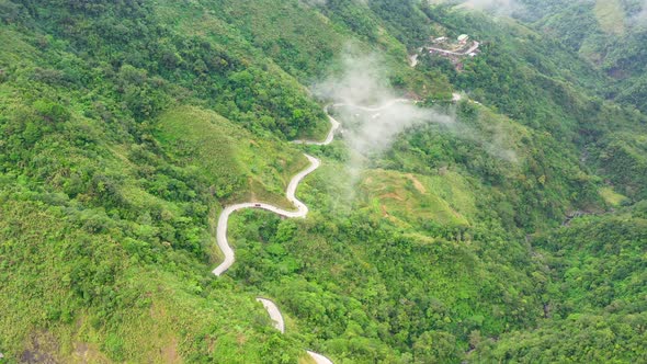 Fragment of a High Altitude Road in the Mountains