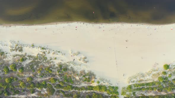 4K Aerial view top view dronee Beautiful topical beach with white sand. Top view empty and clean bea