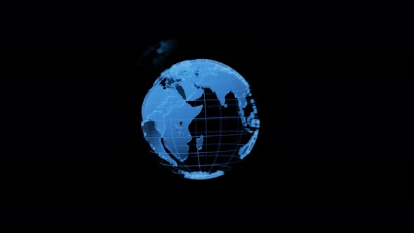 Simple High Technology Blue Earth Globe Hologram 4k alt