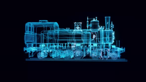 Locomotive Tank Engine Hologram Rotating 4k alt