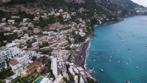 Luxury Vacation Villas at Positano, Amalfi Coast, Italy, Aerial View