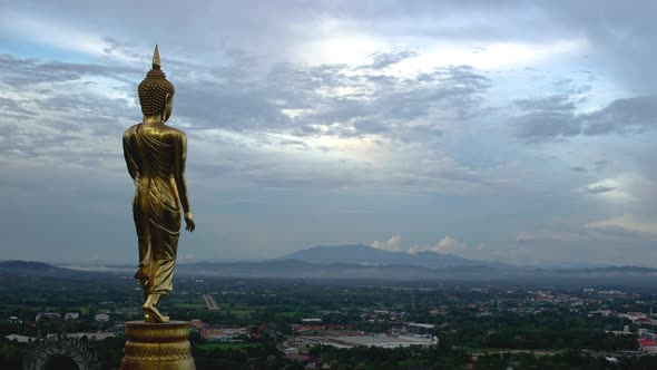 Golden Buddha Statue Over Looking Nan City Province