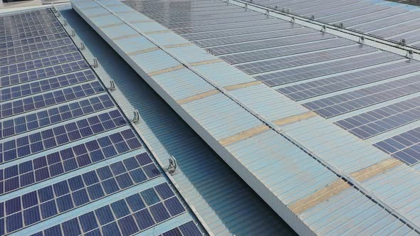 Solar power station on factory rooftop