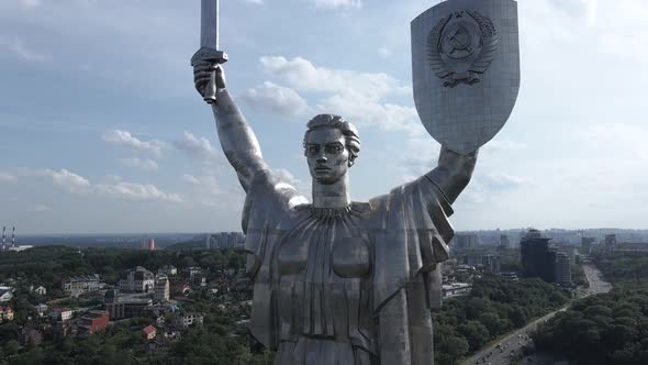 Aerial View of the Motherland Monument. Slow Motion