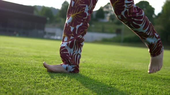 Happiness Lifestyle of Carefree Woman Running Outside