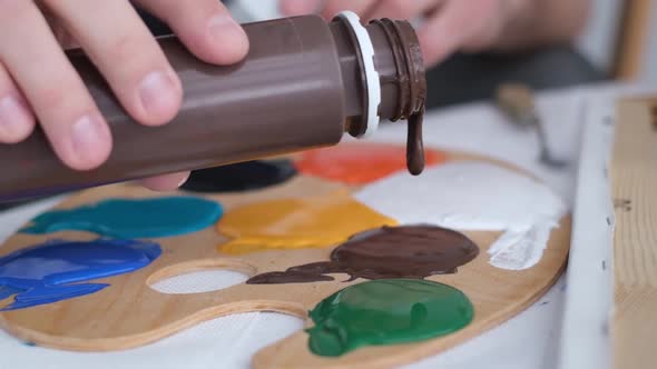 Super Slow Motion 240 Fps Creative Artist Paints an Abstract Picture with Colorful Paints