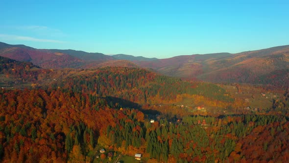 Aerial Drone Video Flying Over Carpathians Mountains, Ukraine, Europe