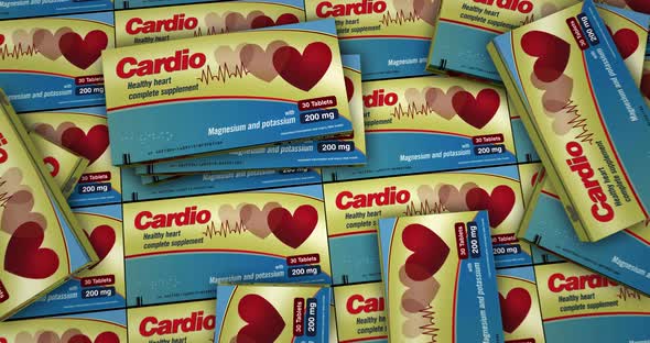 Cardio medicine pills in packs distribution alt