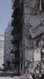 Vertical Video of a House Destroyed By the War in Ukraine