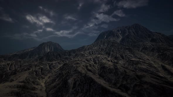 Storm Dark Clouds Over Volcanic Valley