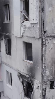 Vertical Video of a House Destroyed By the War in Ukraine