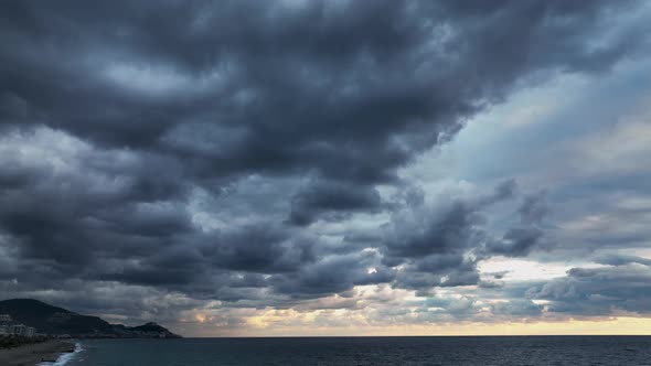 Cloudy Blue Sunset at Sea Turkey Alanya 4 K