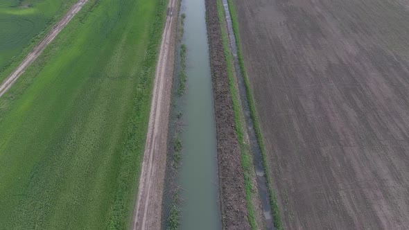 Top-level Irrigation Canal in the Rice System. Canal for Irrigation of Fields.