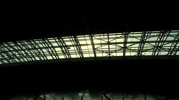 the Sun Shines Through the Roof of the Airport Pavilion