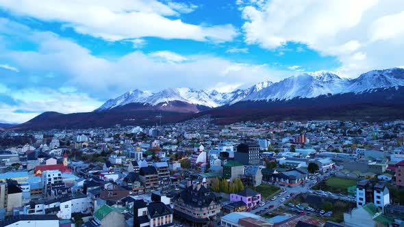 Patagonia landscape. Famous town of Ushuaia at Patagonia Argentina