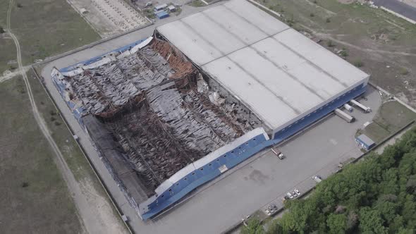 Bucha Ukraine  Warehouse Destroyed By War