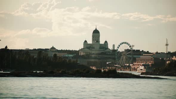 View of Helsinki Cathedral and Skywheel Helsinki