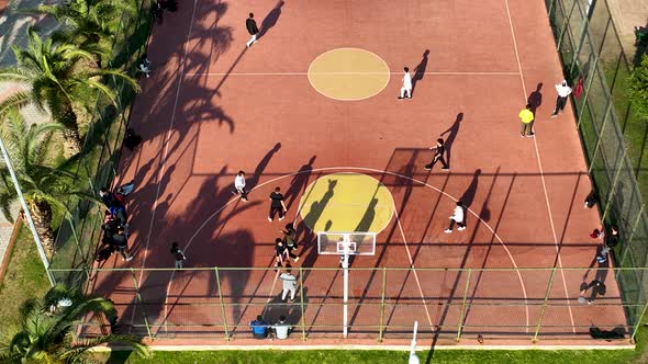 Basketball court Aerial View 4 K Alanya Turkey