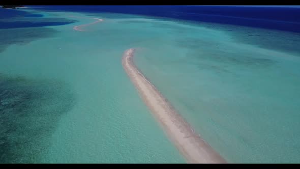 Aerial view sky of tranquil island beach lifestyle by blue ocean with white sandy background of a da